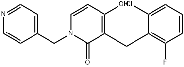3-(2-CHLORO-6-FLUOROBENZYL)-4-HYDROXY-1-(4-PYRIDINYLMETHYL)-2(1H)-PYRIDINONE 结构式