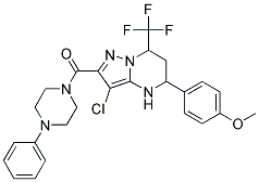 (3-CHLORO-5-(4-METHOXYPHENYL)-7-(TRIFLUOROMETHYL)-4,5,6,7-TETRAHYDROPYRAZOLO[1,5-A]PYRIMIDIN-2-YL)(4-PHENYLPIPERAZIN-1-YL)METHANONE 结构式