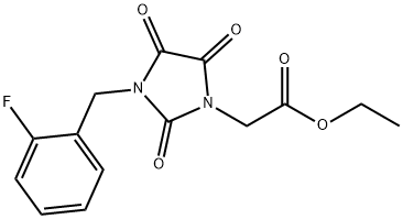 ETHYL 2-[3-(2-FLUOROBENZYL)-2,4,5-TRIOXO-1-IMIDAZOLIDINYL]ACETATE 结构式