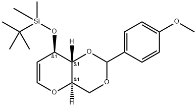 3-O-叔-丁基二甲基硅基-4,6-O-(4-甲氧基苯亚甲基)-D-葡萄糖醛 结构式