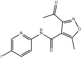 3-Acetyl-N-(5-iodo-2-pyridinyl)-5-methyl-4-isoxazolecarboxamide 结构式