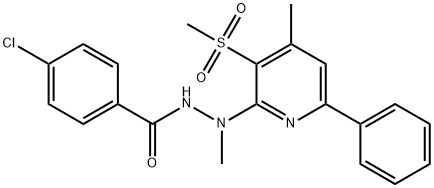 4-CHLORO-N'-METHYL-N'-[4-METHYL-3-(METHYLSULFONYL)-6-PHENYL-2-PYRIDINYL]BENZENECARBOHYDRAZIDE 结构式