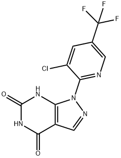 1-[3-CHLORO-5-(TRIFLUOROMETHYL)-2-PYRIDINYL]-1H-PYRAZOLO[3,4-D]PYRIMIDINE-4,6(5H,7H)-DIONE 结构式