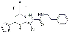 3-CHLORO-N-(2-PHENYLETHYL)-5-THIEN-2-YL-7-(TRIFLUOROMETHYL)-4,5,6,7-TETRAHYDROPYRAZOLO[1,5-A]PYRIMIDINE-2-CARBOXAMIDE 结构式