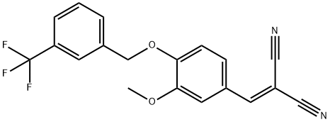 2-[(3-METHOXY-4-([3-(TRIFLUOROMETHYL)BENZYL]OXY)PHENYL)METHYLENE]MALONONITRILE 结构式