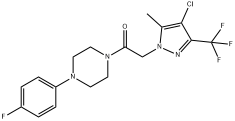 1-{[4-CHLORO-5-METHYL-3-(TRIFLUOROMETHYL)-1H-PYRAZOL-1-YL]ACETYL}-4-(4-FLUOROPHENYL)PIPERAZINE 结构式