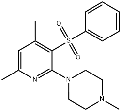 1-[4,6-DIMETHYL-3-(PHENYLSULFONYL)-2-PYRIDINYL]-4-METHYLPIPERAZINE 结构式