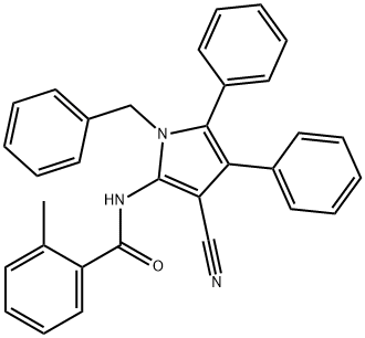 N-(1-Benzyl-3-cyano-4,5-diphenyl-1H-pyrrol-2-yl)-2-methylbenzenecarboxamide 结构式