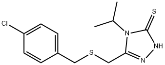 5-([(4-CHLOROBENZYL)SULFANYL]METHYL)-4-ISOPROPYL-4H-1,2,4-TRIAZOL-3-YLHYDROSULFIDE 结构式