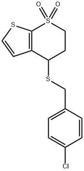 4-[(4-CHLOROBENZYL)SULFANYL]-3,4-DIHYDRO-1LAMBDA6-THIENO[2,3-B]THIOPYRAN-1,1(2H)-DIONE 结构式
