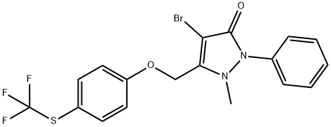 4-BROMO-2-METHYL-1-PHENYL-3-((4-(TRIFLUOROMETHYLTHIO)PHENOXY)METHYL)-3-PYRAZOLIN-5-ONE 结构式