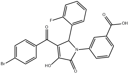 3-[3-(4-BROMOBENZOYL)-2-(2-FLUOROPHENYL)-4-HYDROXY-5-OXO-2,5-DIHYDRO-1H-PYRROL-1-YL]BENZOIC ACID 结构式