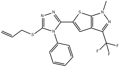 5-[5-(ALLYLSULFANYL)-4-PHENYL-4H-1,2,4-TRIAZOL-3-YL]-1-METHYL-3-(TRIFLUOROMETHYL)-1H-THIENO[2,3-C]PYRAZOLE 结构式