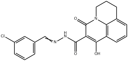 N'-[(E)-(3-CHLOROPHENYL)METHYLIDENE]-7-HYDROXY-5-OXO-2,3-DIHYDRO-1H,5H-PYRIDO[3,2,1-IJ]QUINOLINE-6-CARBOHYDRAZIDE 结构式