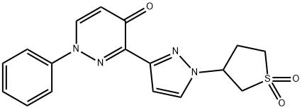 3-[3-(4-OXO-1-PHENYL-1,4-DIHYDRO-3-PYRIDAZINYL)-1H-PYRAZOL-1-YL]TETRAHYDRO-1H-1LAMBDA6-THIOPHENE-1,1-DIONE 结构式