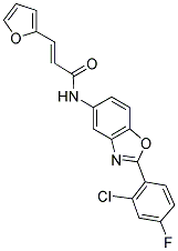 (2E)-N-[2-(2-CHLORO-4-FLUOROPHENYL)-1,3-BENZOXAZOL-5-YL]-3-(2-FURYL)ACRYLAMIDE 结构式