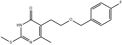 5-(2-[(4-FLUOROBENZYL)OXY]ETHYL)-6-METHYL-2-(METHYLSULFANYL)-4(3H)-PYRIMIDINONE 结构式