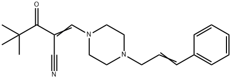 2-(2,2-DIMETHYLPROPANOYL)-3-(4-(3-PHENYLPROP-2-ENYL)PIPERAZINYL)PROP-2-ENENITRILE 结构式