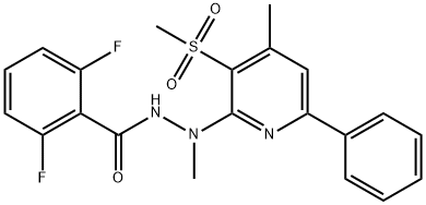 2,6-DIFLUORO-N'-METHYL-N'-[4-METHYL-3-(METHYLSULFONYL)-6-PHENYL-2-PYRIDINYL]BENZENECARBOHYDRAZIDE 结构式