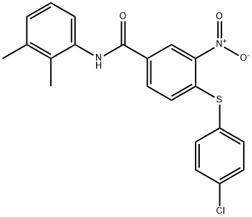 4-[(4-CHLOROPHENYL)SULFANYL]-N-(2,3-DIMETHYLPHENYL)-3-NITROBENZENECARBOXAMIDE 结构式