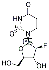 2'-FLUORO 2'-DEOXYURACIL-BETA-D-ARABINOFURANOSIDE, [2-14C]- 结构式