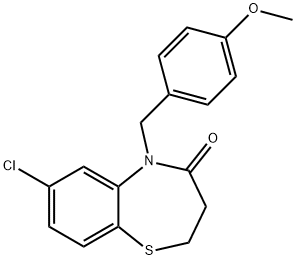 7-CHLORO-5-(4-METHOXYBENZYL)-2,3-DIHYDRO-1,5-BENZOTHIAZEPIN-4(5H)-ONE 结构式