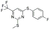 4-FLUOROPHENYL 2-(METHYLSULFANYL)-6-(TRIFLUOROMETHYL)-4-PYRIMIDINYL SULFIDE 结构式