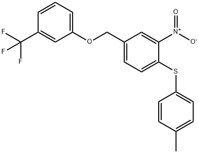 1-[(4-METHYLPHENYL)SULFANYL]-2-NITRO-4-([3-(TRIFLUOROMETHYL)PHENOXY]METHYL)BENZENE 结构式