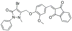 2-((4-((4-BROMO-2-METHYL-5-OXO-1-PHENYL(3-PYRAZOLIN-3-YL))METHOXY)-3-METHOXYPHENYL)METHYLENE)INDANE-1,3-DIONE 结构式
