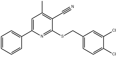 2-[(3,4-Dichlorobenzyl)sulfanyl]-4-methyl-6-phenylnicotinonitrile 结构式