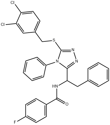 N-(1-(5-[(3,4-DICHLOROBENZYL)SULFANYL]-4-PHENYL-4H-1,2,4-TRIAZOL-3-YL)-2-PHENYLETHYL)-4-FLUOROBENZENECARBOXAMIDE 结构式