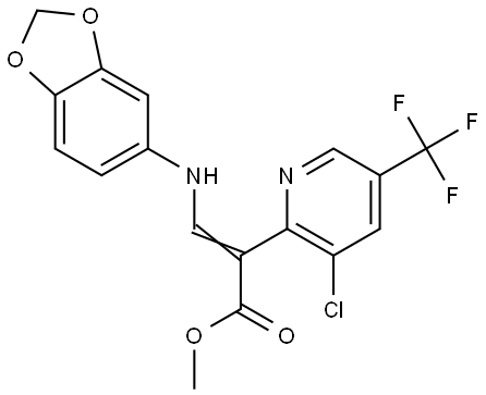Methyl (Z)-3-(1,3-benzodioxol-5-ylamino)-2-[3-chloro-5-(trifluoromethyl)-2-pyridinyl]-2-propenoate 结构式