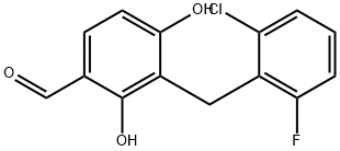 3-(2-CHLORO-6-FLUOROBENZYL)-2,4-DIHYDROXYBENZENECARBALDEHYDE 结构式