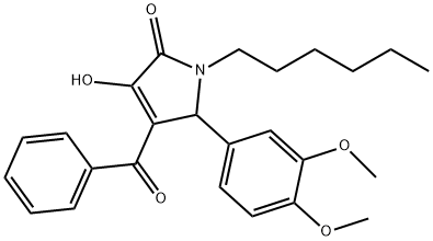 4-Benzoyl-5-(3,4-dimethoxyphenyl)-1-hexyl-3-hydroxy-1H-pyrrol-2(5H)-one 结构式