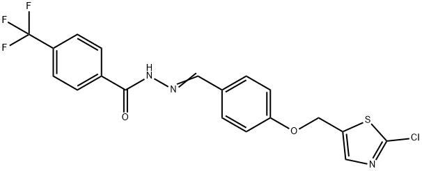 N'-((E)-(4-[(2-CHLORO-1,3-THIAZOL-5-YL)METHOXY]PHENYL)METHYLIDENE)-4-(TRIFLUOROMETHYL)BENZENECARBOHYDRAZIDE 结构式