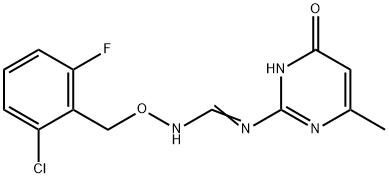 N-[(2-CHLORO-6-FLUOROBENZYL)OXY]-N'-(4-METHYL-6-OXO-1,6-DIHYDRO-2-PYRIMIDINYL)IMINOFORMAMIDE 结构式