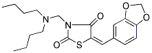 (E)-5-(BENZO[D][1,3]DIOXOL-5-YLMETHYLENE)-3-((DIBUTYLAMINO)METHYL)THIAZOLIDINE-2,4-DIONE 结构式
