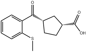 CIS-3-(2-THIOMETHYLBENZOYL)CYCLOPENTANE-1-CARBOXYLIC ACID 结构式