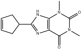 8-(3-CYCLOPENTENYL)-1,3-DIMETHYL-3,7-DIHYDRO-1H-PURINE-2,6-DIONE 结构式
