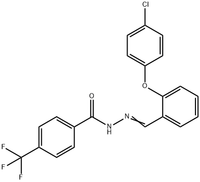 N'-((E)-[2-(4-CHLOROPHENOXY)PHENYL]METHYLIDENE)-4-(TRIFLUOROMETHYL)BENZENECARBOHYDRAZIDE 结构式