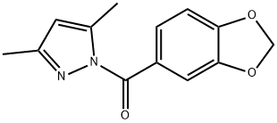苯并[D][1,3]二氧戊环-5-基(3,5-二甲基-1H-吡唑-1-基)甲酮 结构式
