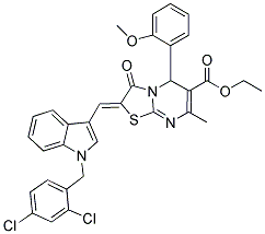 (Z)-ETHYL 2-((1-(2,4-DICHLOROBENZYL)-1H-INDOL-3-YL)METHYLENE)-5-(2-METHOXYPHENYL)-7-METHYL-3-OXO-3,5-DIHYDRO-2H-THIAZOLO[3,2-A]PYRIMIDINE-6-CARBOXYLATE 结构式