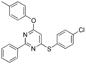 4-[(4-CHLOROPHENYL)SULFANYL]-6-(4-METHYLPHENOXY)-2-PHENYLPYRIMIDINE 结构式