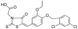 ((5E)-5-{4-[(2,4-DICHLOROBENZYL)OXY]-3-ETHOXYBENZYLIDENE}-4-OXO-2-THIOXO-1,3-THIAZOLIDIN-3-YL)ACETIC ACID 结构式