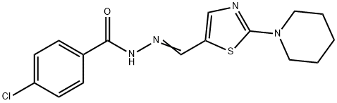 4-CHLORO-N'-[(E)-(2-PIPERIDINO-1,3-THIAZOL-5-YL)METHYLIDENE]BENZENECARBOHYDRAZIDE 结构式