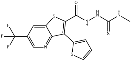 N-METHYL-2-([3-(2-THIENYL)-6-(TRIFLUOROMETHYL)THIENO[3,2-B]PYRIDIN-2-YL]CARBONYL)-1-HYDRAZINECARBOTHIOAMIDE 结构式
