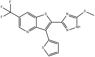 2-[5-(METHYLSULFANYL)-4H-1,2,4-TRIAZOL-3-YL]-3-(2-THIENYL)-6-(TRIFLUOROMETHYL)THIENO[3,2-B]PYRIDINE 结构式