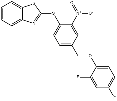 2-((4-[(2,4-DIFLUOROPHENOXY)METHYL]-2-NITROPHENYL)SULFANYL)-1,3-BENZOTHIAZOLE 结构式