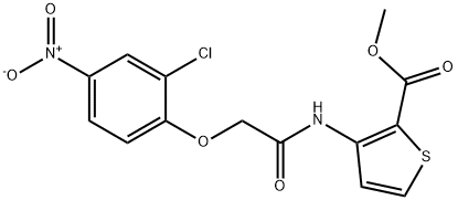 Methyl 3-([2-(2-chloro-4-nitrophenoxy)acetyl]amino)-2-thiophenecarboxylate 结构式