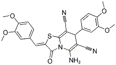 (Z)-5-AMINO-2-(3,4-DIMETHOXYBENZYLIDENE)-7-(3,4-DIMETHOXYPHENYL)-3-OXO-3,7-DIHYDRO-2H-THIAZOLO[3,2-A]PYRIDINE-6,8-DICARBONITRILE 结构式